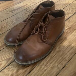 Call It Spring Tan Leather Men’s Dress Shoes with Camo Soles